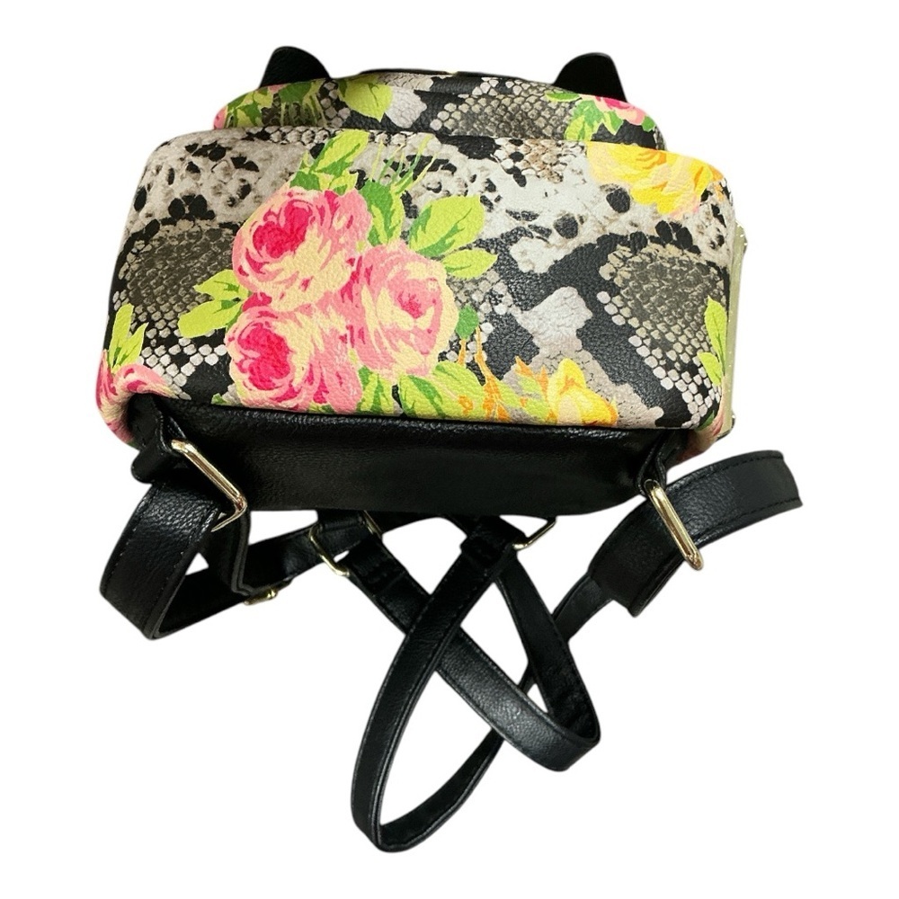 Betsey Johnson - EC - Puppy Face Yellow and Pink Floral Backpack - Picture 3 of 7